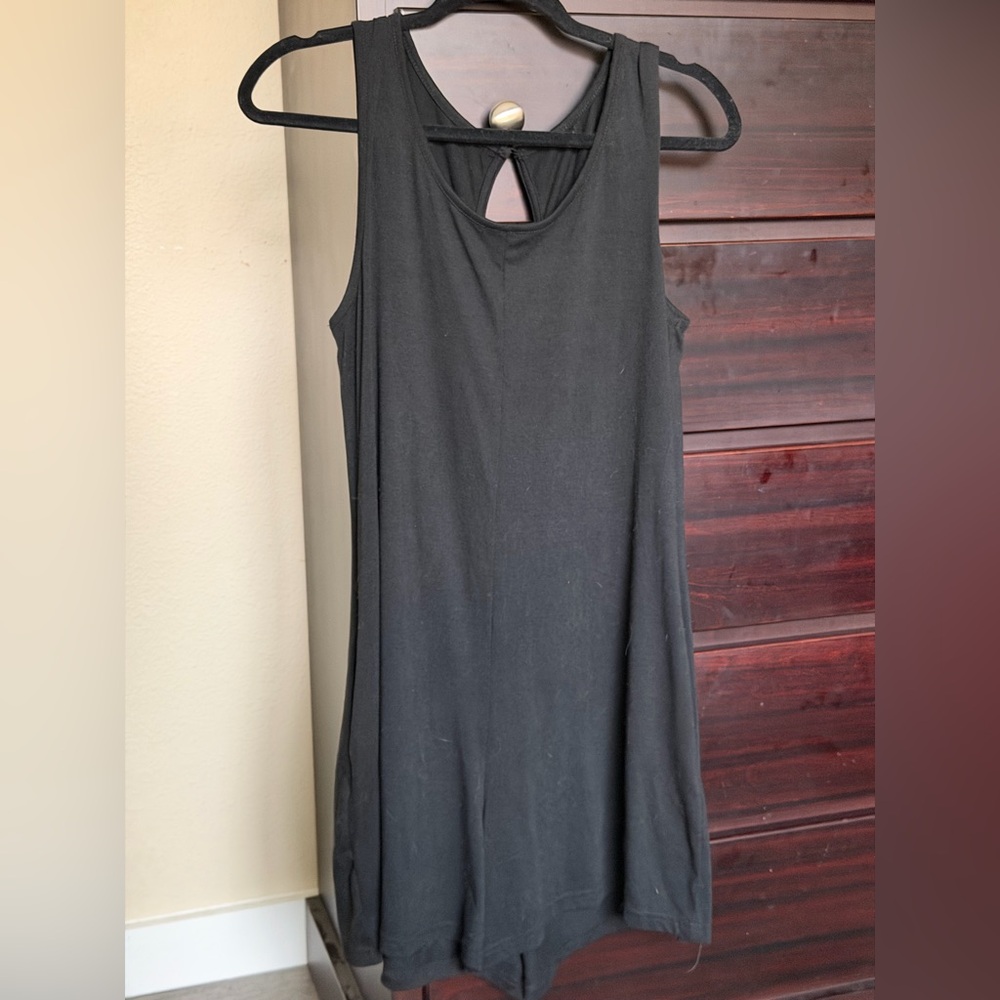 Women's Black Sleeveless Romper with Keyhole Back
